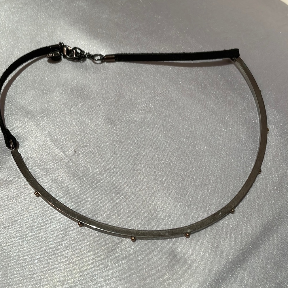 Metal and leather choker